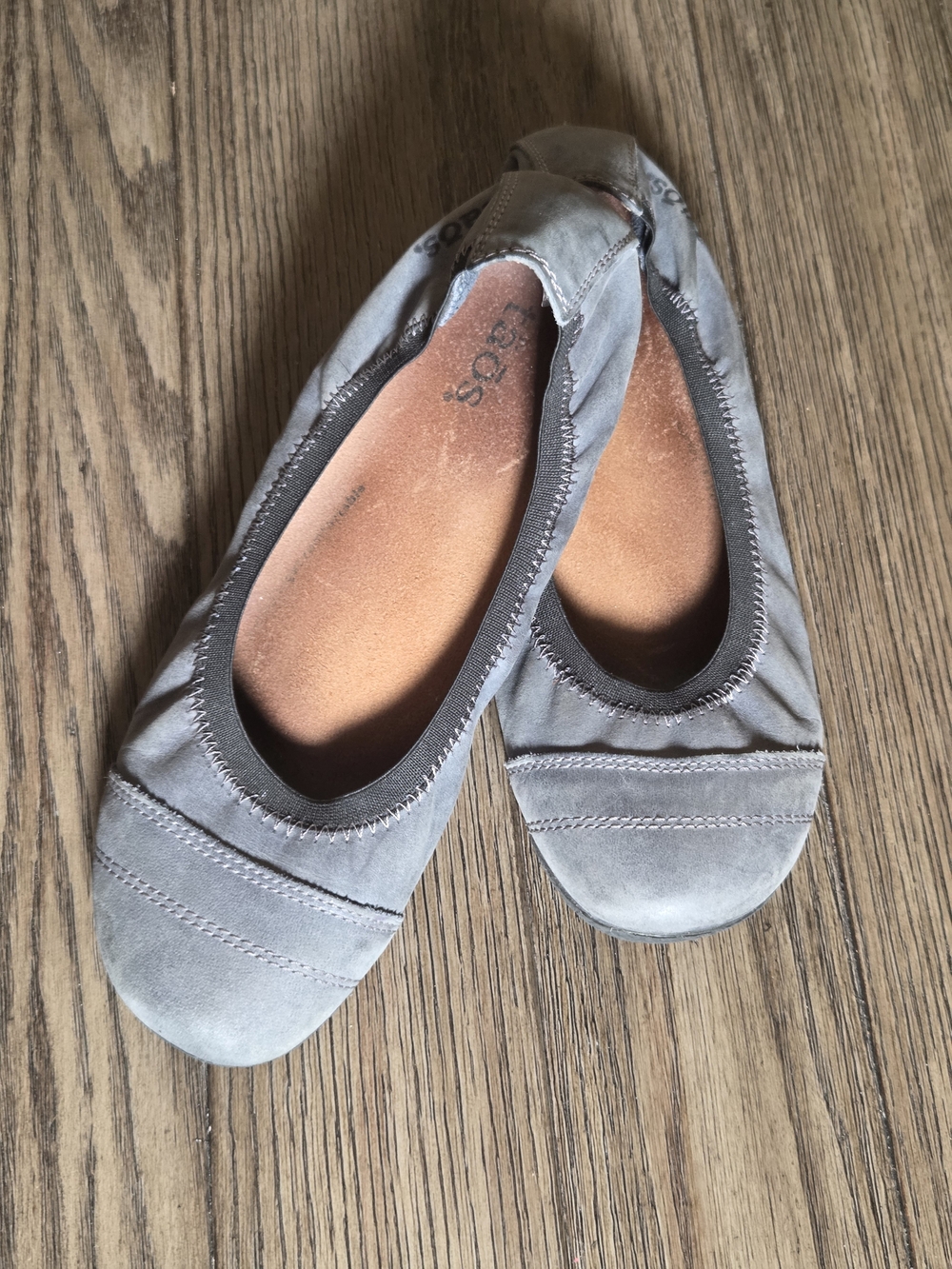 Taos Footwear Gray Suede Slip-On Ballet Flats